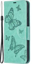 Nokia 1.4 Hoesje - Mobigear - Butterfly Serie - Kunstlederen Bookcase - Turquoise - Hoesje Geschikt Voor Nokia 1.4