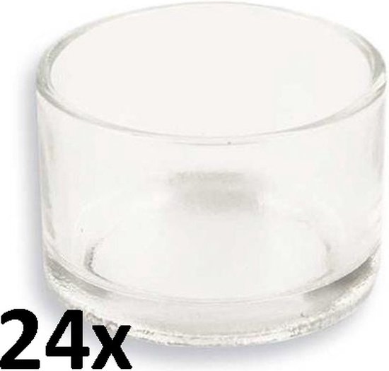 24 stuks glazen waxinelichthouders rond 30/50