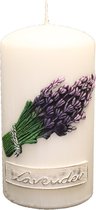 Witte lavendel provence stompkaars 150/80 (75uur)