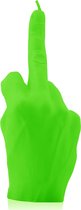 Fluorescerend groene gelakte figuurkaars, design: Hand FCK Hoogte 22 cm (30 uur)