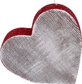 Rode en zilveren hart kaars 135/135/40 (40 uur)