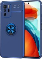 Voor Xiaomi Redmi Note 10 Pro China Metalen Ring Houder 360 Graden Roterende TPU Case (Blauw + Blauw)