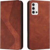 Voor Samsung Galaxy A22 5G Huid Voelen Magnetisch S-type Effen Kleur Horizontale Flip Lederen Case met Houder & Kaartsleuf & Portemonnee (Bruin)