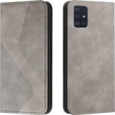 Voor Samsung Galaxy A51 4G Skin Feel Magnetisch S-type Effen Kleur Horizontale Flip Lederen Case met Houder & Kaartsleuf & Portemonnee (Grijs)