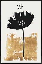 JUNIQE - Poster in kunststof lijst Black Poppy -40x60 /Zwart