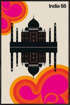 JUNIQE - Poster in kunststof lijst Vintage India 68 -40x60 /Kleurrijk