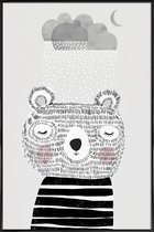 JUNIQE - Poster met kunststof lijst I Love Snow -13x18 /Grijs & Wit