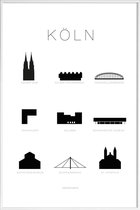 JUNIQE - Poster met kunststof lijst Köln -20x30 /Wit & Zwart