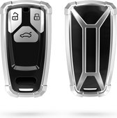 kwmobile autosleutelhoes voor Audi 3-knops Smartkey autosleutel (alleen Keyless Go) - TPU beschermhoes - sleutelcover - Transformer Sleutel design - hoogglans zilver / zwart