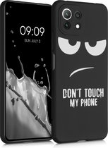 kwmobile telefoonhoesje compatibel met Xiaomi 11 Lite (5G) NE / Mi 11 Lite (5G) - Hoesje voor smartphone in wit / zwart - Don't Touch My Phone design