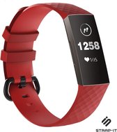 Siliconen Smartwatch bandje - Geschikt voor Fitbit Charge 3 silicone band - rood - Strap-it Horlogeband / Polsband / Armband - Maat: Maat S