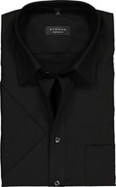 ETERNA comfort fit overhemd - korte mouw - poplin heren overhemd - zwart - Strijkvrij - Boordmaat: 43