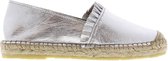 Tango | Vera 4-c silver leather ruffle espadrille - natural outsole | Maat: 40