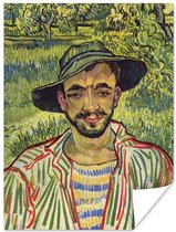 Tuinier - schilderij van Vincent van Gogh 60x80 cm - Foto print op Poster (wanddecoratie woonkamer / slaapkamer)