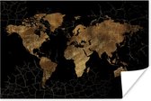 Carte du monde couleur or avec motif texturé argenté sur fond noir 30x20 cm