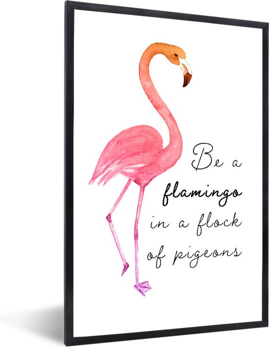 Fotolijst incl. Poster - Oranje - Flamingo - Quote - 80x120 cm - Posterlijst