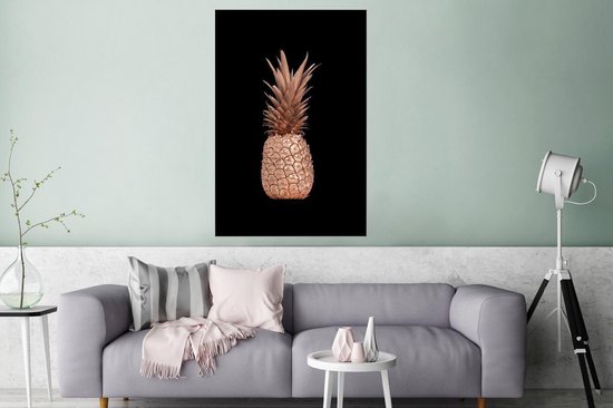Poster 120x180 cm - Ananas - Rosé goud - Zwart - Posters - Kamer decoratie - Wanddecoratie woonkamer - Muurdecoratie slaapkamer XXL