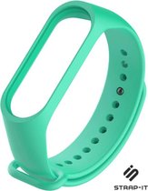 Siliconen Smartwatch bandje - Geschikt voor Xiaomi Mi band 3 / 4 siliconen bandje - aqua - Strap-it Horlogeband / Polsband / Armband