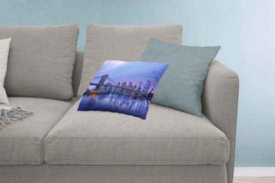 Sierkussen New York Luxury Deco pour l'intérieur - New York derrière le Bridge de Brooklyn - 50x30 cm - coussin intérieur rectangulaire en coton