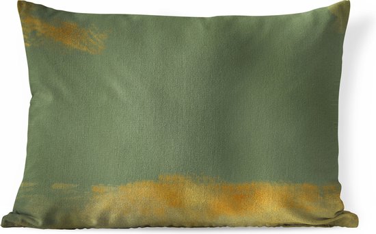 Sierkussens - Kussen - Luxe patroon van gouden verfvegen op een groene achtergrond - 60x40 cm - Kussen van katoen
