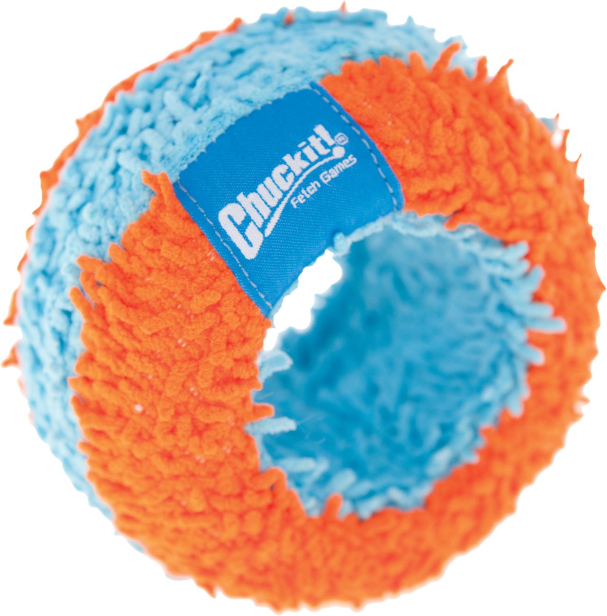 Chuckit! Indoor Roller - Hondenspeelgoed - Hondenspeeltje - Schuimrubber/Chenille - Ø12 cm - Blauw/Oranje