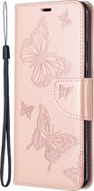 Huawei P40 Pro Hoesje - Mobigear - Butterfly Serie - Kunstlederen Bookcase - Roségoud - Hoesje Geschikt Voor Huawei P40 Pro