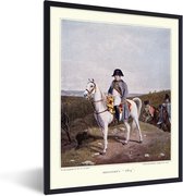 Fotolijst incl. Poster - Illustratie van Napoleon Bonaparte op een wit paard onder een grijze lucht - 30x40 cm - Posterlijst
