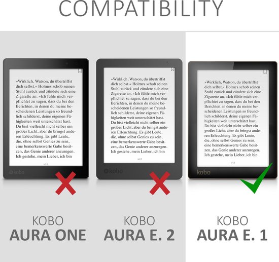 kwmobile e-reader hoesje geschikt voor Kobo Aura Edition 1 hoes - E reader flip case met magnetische sluiting - Ereader cover - Regenboog Kusbussen design in meerkleurig / groen / blauw van Merkloos — afbeelding 5