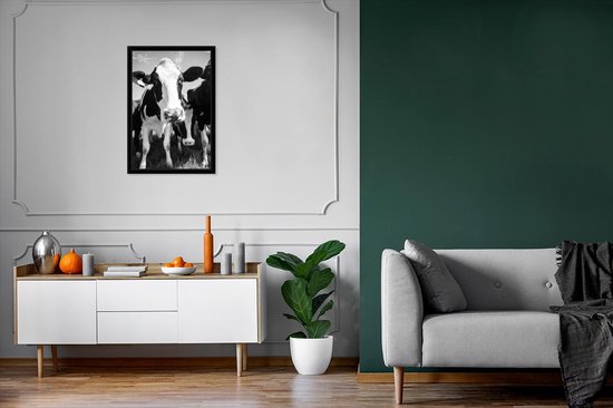 Photo encadrée - Troupeau de vaches dans un pâturage cadre photo noir sans passe-partout 40x60 cm - Affiche encadrée (Décoration murale salon / chambre)