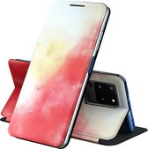 Voor Samsung Galaxy S20 Ultra Voltage Aquarel Patroon Huid Voelen Magnetische Horizontale Flip PU Lederen Case met Houder (Rood)