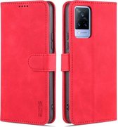 Voor vivo V21 AZNS Skin Feel Kalf Textuur Horizontale Flip Leather Case met Kaartsleuven & Houder & Portemonnee (Rood)