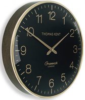 Thomas Kent Wandklok Greenwich 40 X 8,3 Cm Staal Zwart/Goud