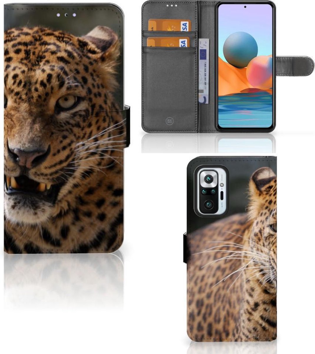 Xiaomi Redmi Note 10 Pro Telefoonhoesje met Pasjes Luipaard