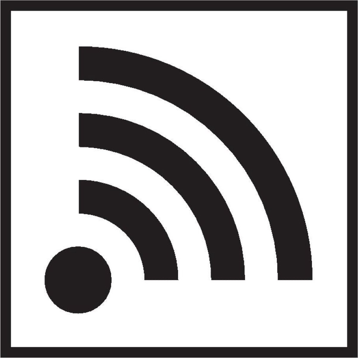 WiFi WLAN sticker, wit zwart 300 x 300 mm