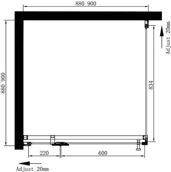 Saqu Galika Douchecabine met links draaiende deur 90x90cm Aluminium