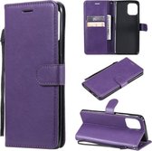 Voor OPPO Find X3/Find X3 Pro Effen Kleur Horizontale Flip Beschermende Lederen Case met Houder & Kaartsleuven & Portemonnee & Fotolijst & Lanyard (Paars)