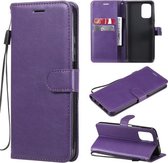 Voor Xiaomi Redmi Note 10 4G Effen Kleur Horizontale Flip Beschermende Lederen Case met Houder & Kaartsleuven & Portemonnee & Fotolijst & Lanyard (Paars)