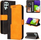 Voor Samsung Galaxy A22 4G Zakelijke Stiksels-Kleur Horizontale Flip PU Lederen Case met Houder & Kaartsleuven & Fotolijst (Oranje)