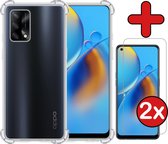 OPPO A74 4G Hoesje Siliconen Shock Proof Case Transparant Met 2x Screenprotector - OPPO A74 4G Hoesje Cover Extra Stevig Met 2x Screenprotector - Transparant