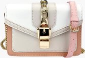 Fashionfanatics® Albi Crossbodytas Roze/Wit - Draaisluiting - Dames