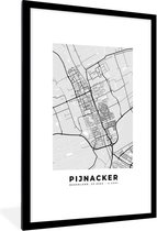 Fotolijst incl. Poster - Stadskaart - Pijnacker - Grijs - Wit - 80x120 cm - Posterlijst - Plattegrond
