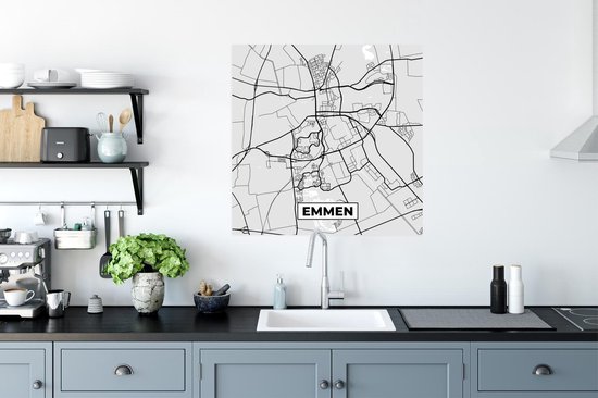 Poster Plan de Ville - Emmen - Grijs - Wit - 75x75 cm