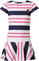 Meisjes jurk marine/roze gestreept | Maat 104/4Y