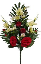 Gerimport Kunstbloemen Roos En Orchidee 15 X 64 Cm Rood/wit