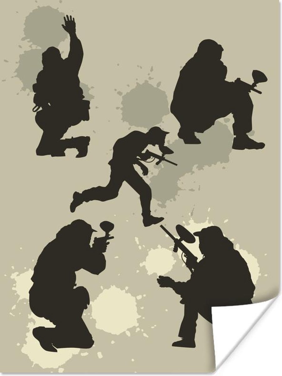 Affiche diverses illustrations de positions de paintball 120x160 cm Tirage photo sur...