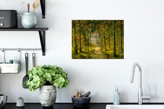 Une illustration d'un chemin à travers la forêt poster 40x30 cm - petit - Tirage photo sur Poster (décoration murale salon / chambre) / Arbres Poster