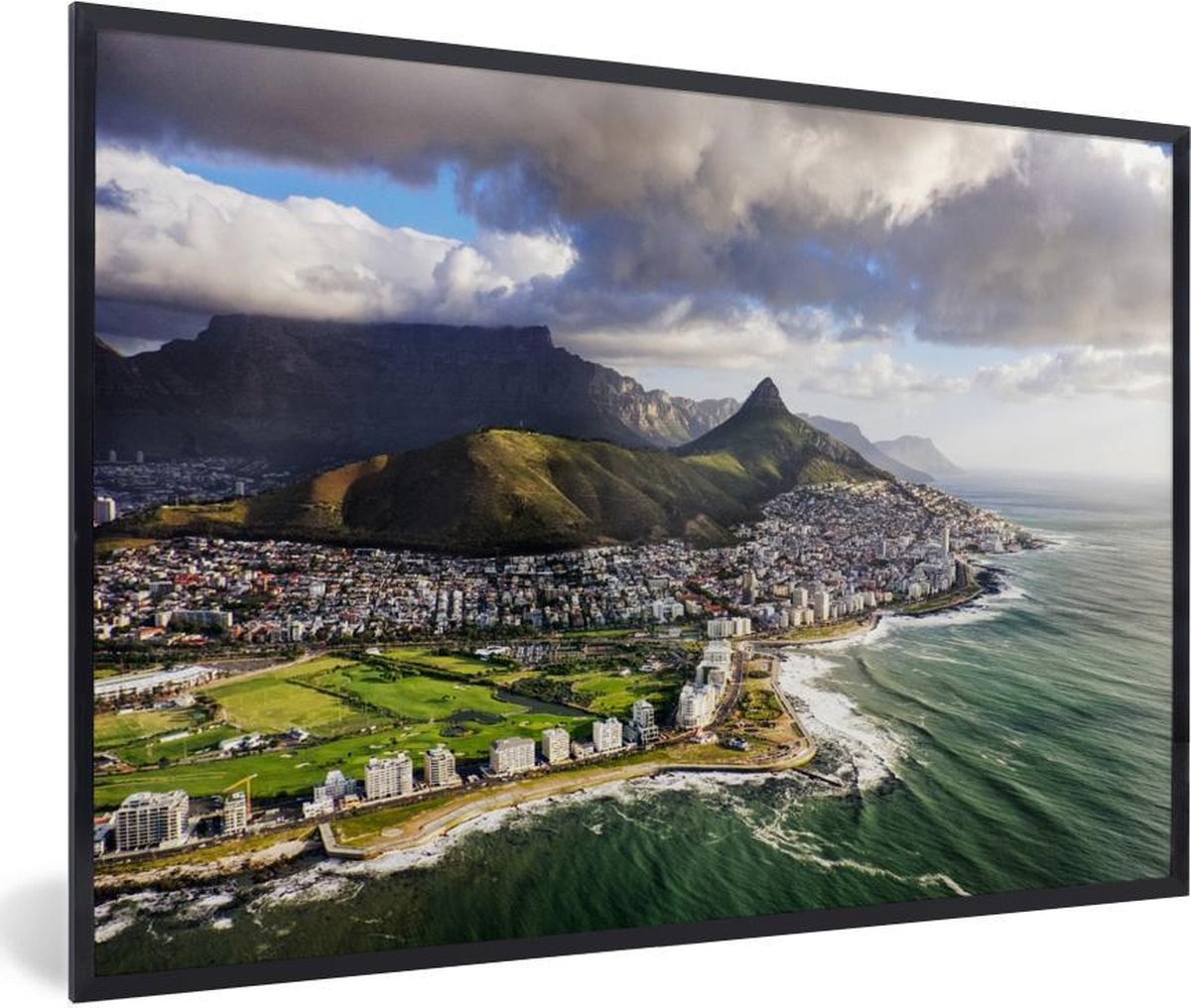 Fotolijst incl. Poster - Uitgestrekt uitzicht op Kaapstad en de Tafelberg - 30x20 cm - Posterlijst