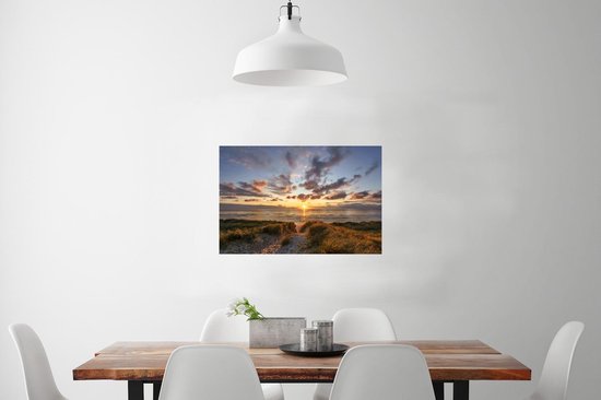 Affiche colorée coucher de soleil sur les dunes calmes papier 60x40 cm - Tirage photo sur Poster (décoration murale salon / chambre) / Poster Paysages
