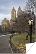 Central Park New York bij een donkere lucht poster 40x60 cm - Foto print op Poster (wanddecoratie woonkamer / slaapkamer) / Amerika Poster
