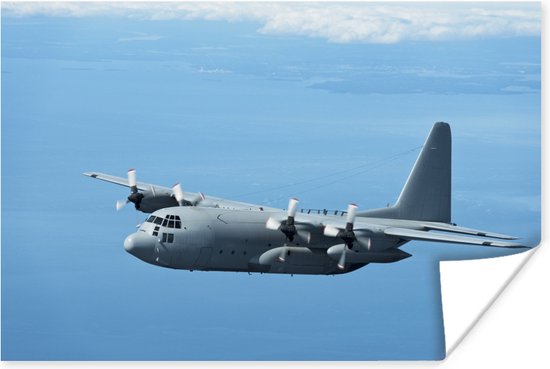 Poster Militair vliegtuig in de lucht - 30x20 cm